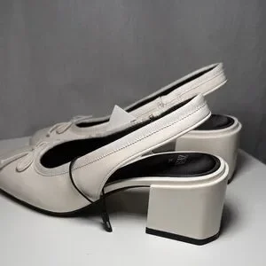 Zara Off-White Slingback Heels with Bow